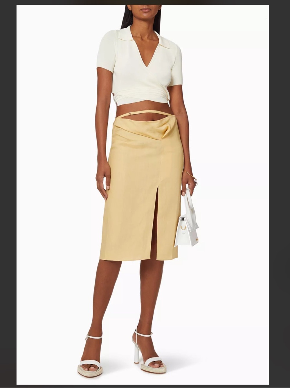 La Jupe Drap Linen Soft Yellow Midi Skirt
